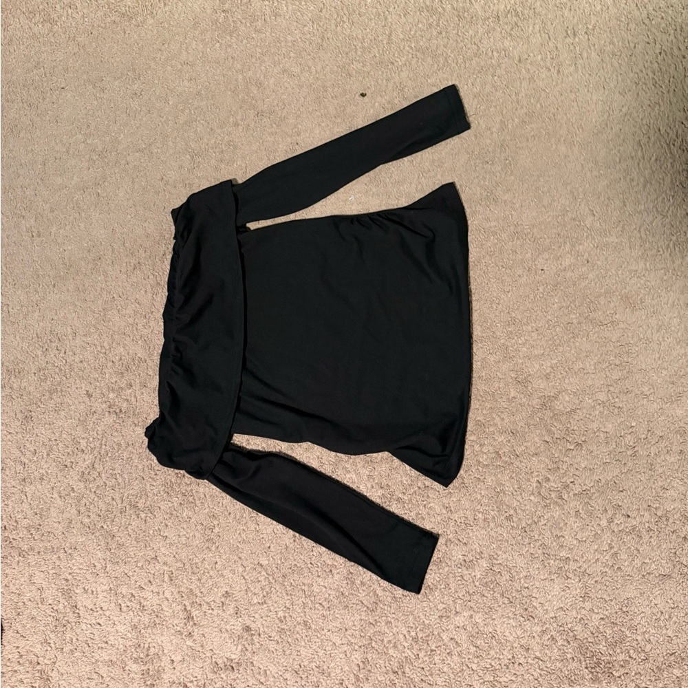 SHEIN Black Off-Shoulder Long Sleeve Top